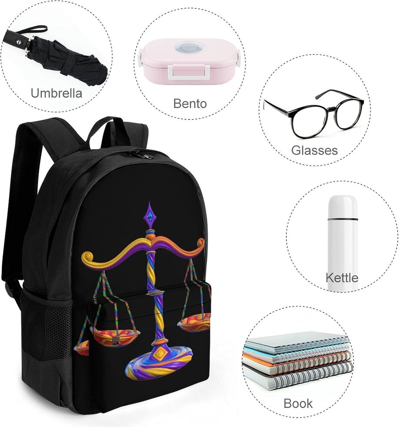 Libra Justice Balance Scale Backpack Lightweight Backpacks Work Bag