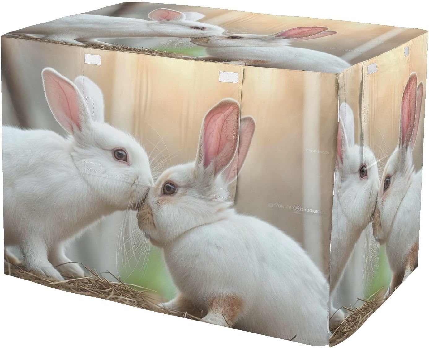 Rabbits Love Kiss Valentine Dog Crate Cover Roll-up Sides, Crate Cover for Pet Owners, X-Large