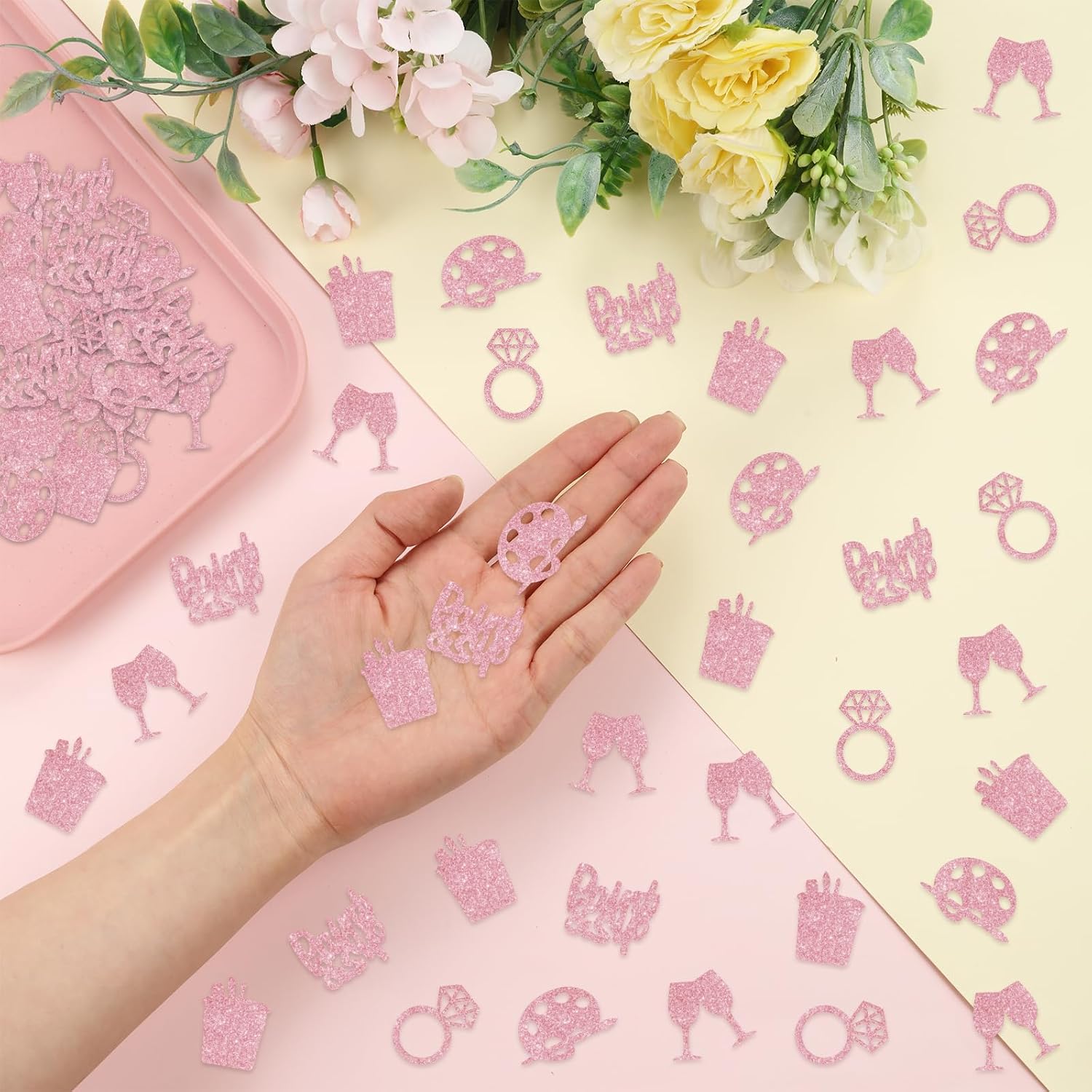 Sip and Paint Party Supplies 200pcs Rose Gold Paint and Sip Decorations Glitter Confetti for Women Art Painting Table Decor Artist Wine Bridal Shower Decor Date Night Let's Sip Bachelorette Bday Decor image 4