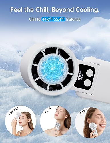 Miniatura 2 de Ventilador de mano portátil 3 en 1, mini ventilador turbo de 12000 RPM con compresa de enfriamiento y batería recargable de 5200 mAh, enfriador