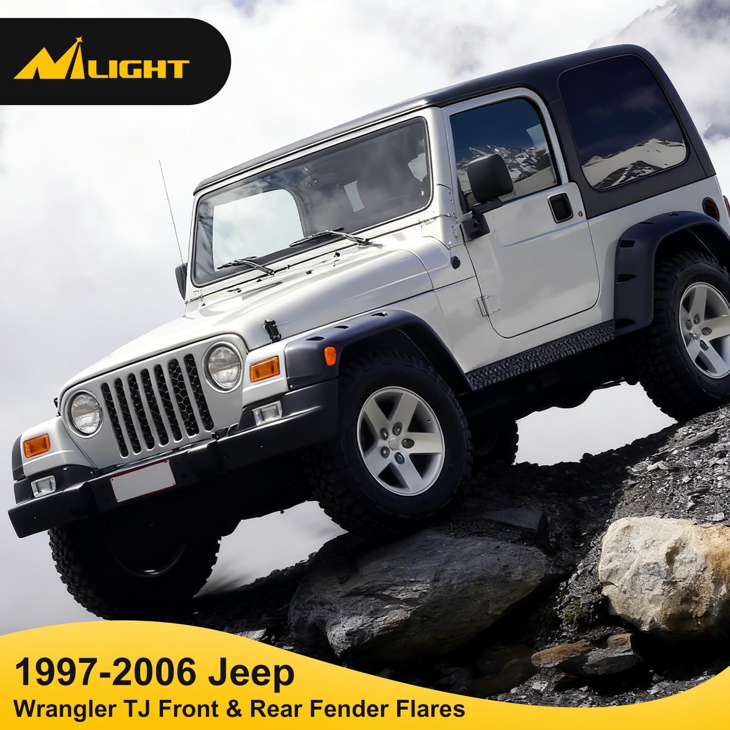 Nilight Fender Flares Kit Fit for Jeep Wrangler TJ 1997-2006 1998 1999 2000 2001 2002 2003 2004 2005 Front&Rear 6" Wide Wheel Fender Flares Cover Factory Style Automotive Fender Flare Set, 6Pcs