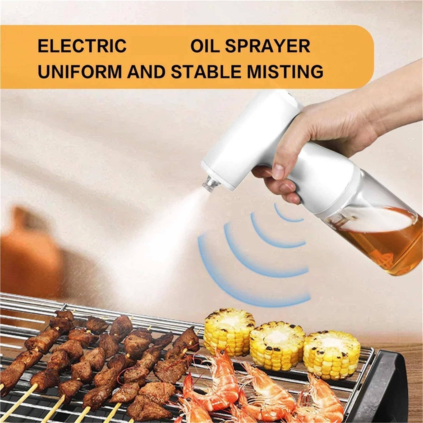 Distributeur d'huile, Pulvérisateur D'huile Électrique Pour La Cuisson, Bouteille Distributrice À Plage De Brumisation Réglable 8.5oz/250ml Avec Lumière Led 2 Pièces pour friteuse à air, salade