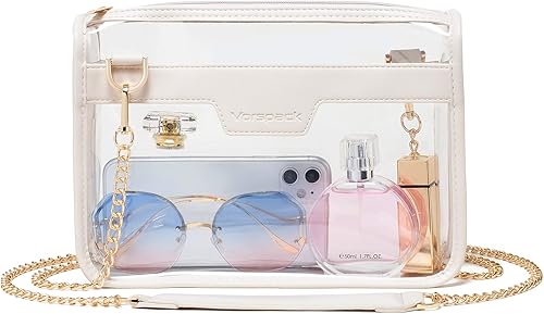 Vorspack Bolso transparente aprobado para estadios, bolsa transparente para mujer, bolsa cruzada transparente para eventos deportivos, conciertos