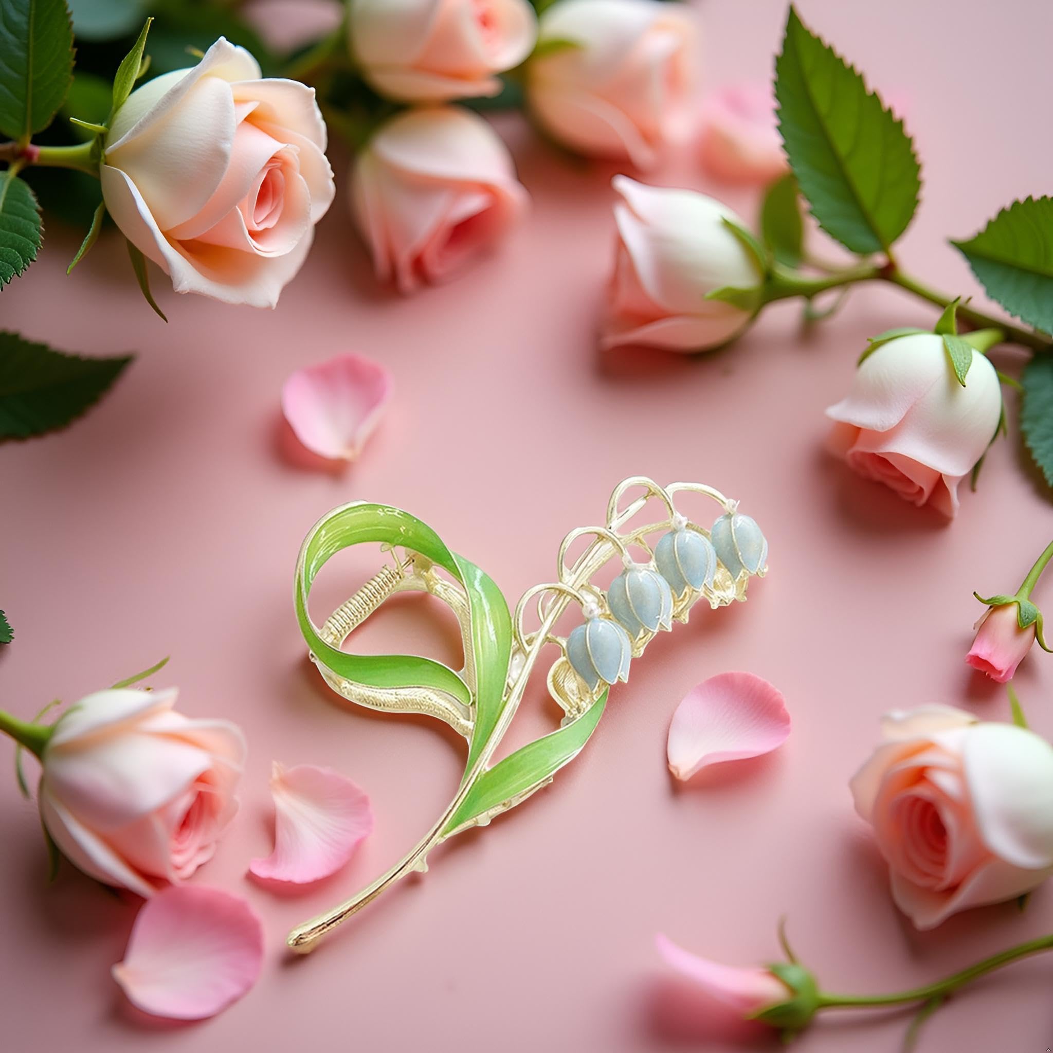 Vintage Garden Blue Lily of the Valley Elegance Hair Clip Sky Blue Lily Hair Pin - Bridesmaid Hair Flower - Aqua Blue  main image 3