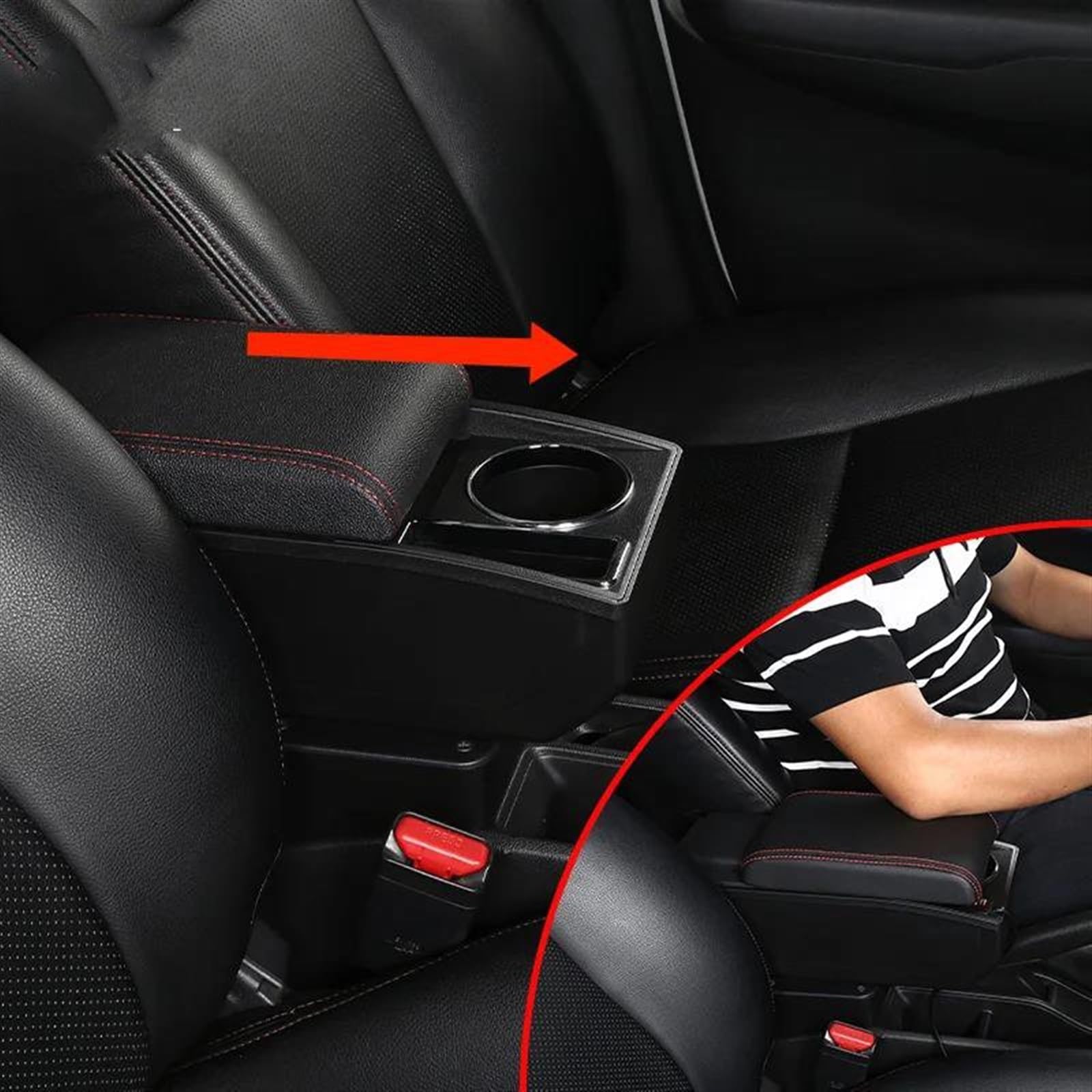 Scatola Bracciolo Con Supporto Multifunzionale Cuscino In PU Accessori Per La Modifica Degli Interni Dell'auto Per Astra H 2008-2011 Consolle centrale(Black line)