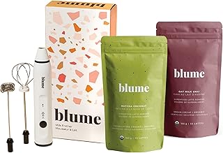 Blume Matcha & Chai Starter Pack - Organic Superfoods Booster for lattes, coffee & smoothies - Vegan, Sugar and Gluten Free - Includes Frother - 60 Servings