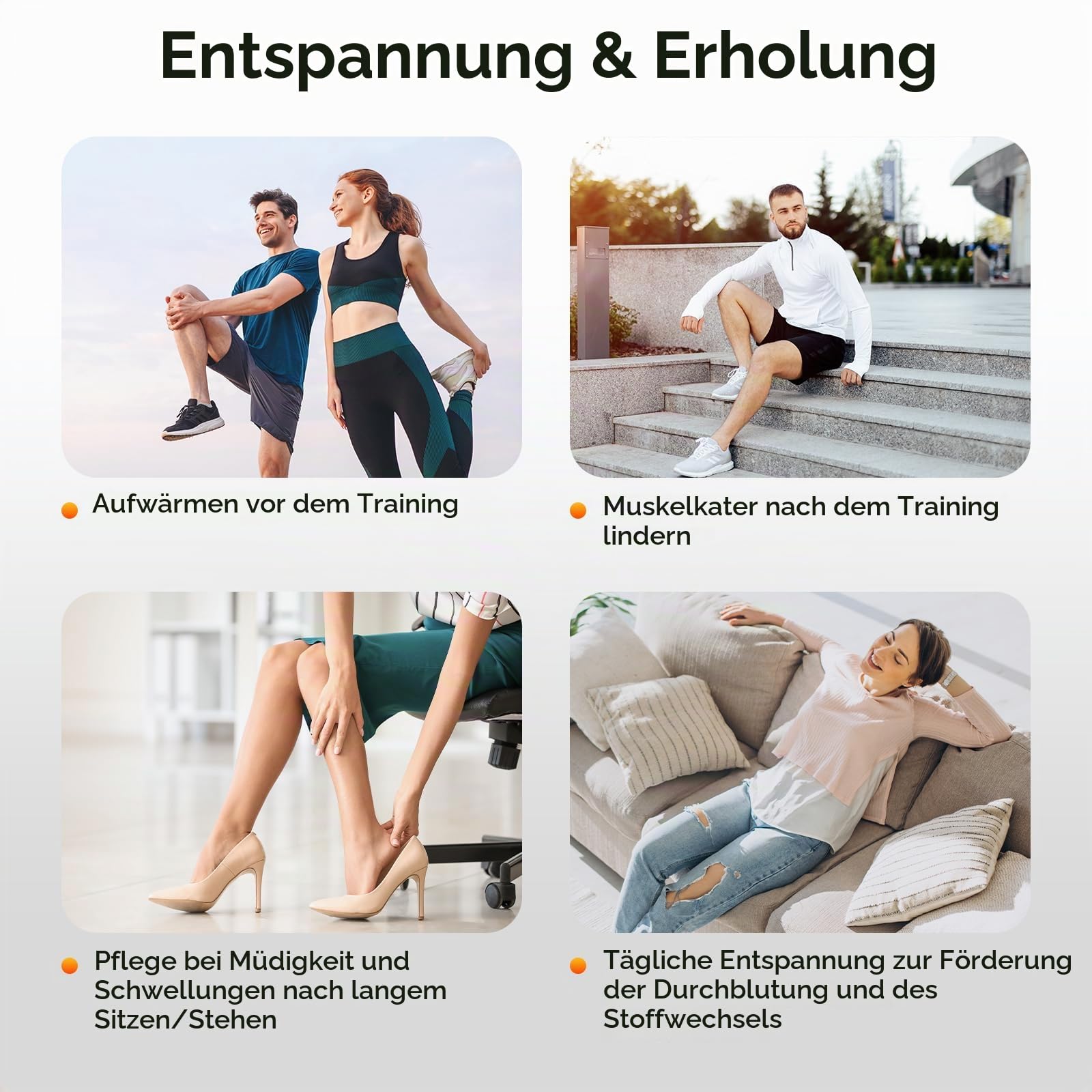 Nekteck Beinmassagegerät mit Wärmefunktion für Durchblutung und Schmerzlinderung, Luftkompressions-Massagegerät für die Beine mit 2 Wärmeeinstellungen, 6 Modi und 6 Intensitätsstufen leg massager