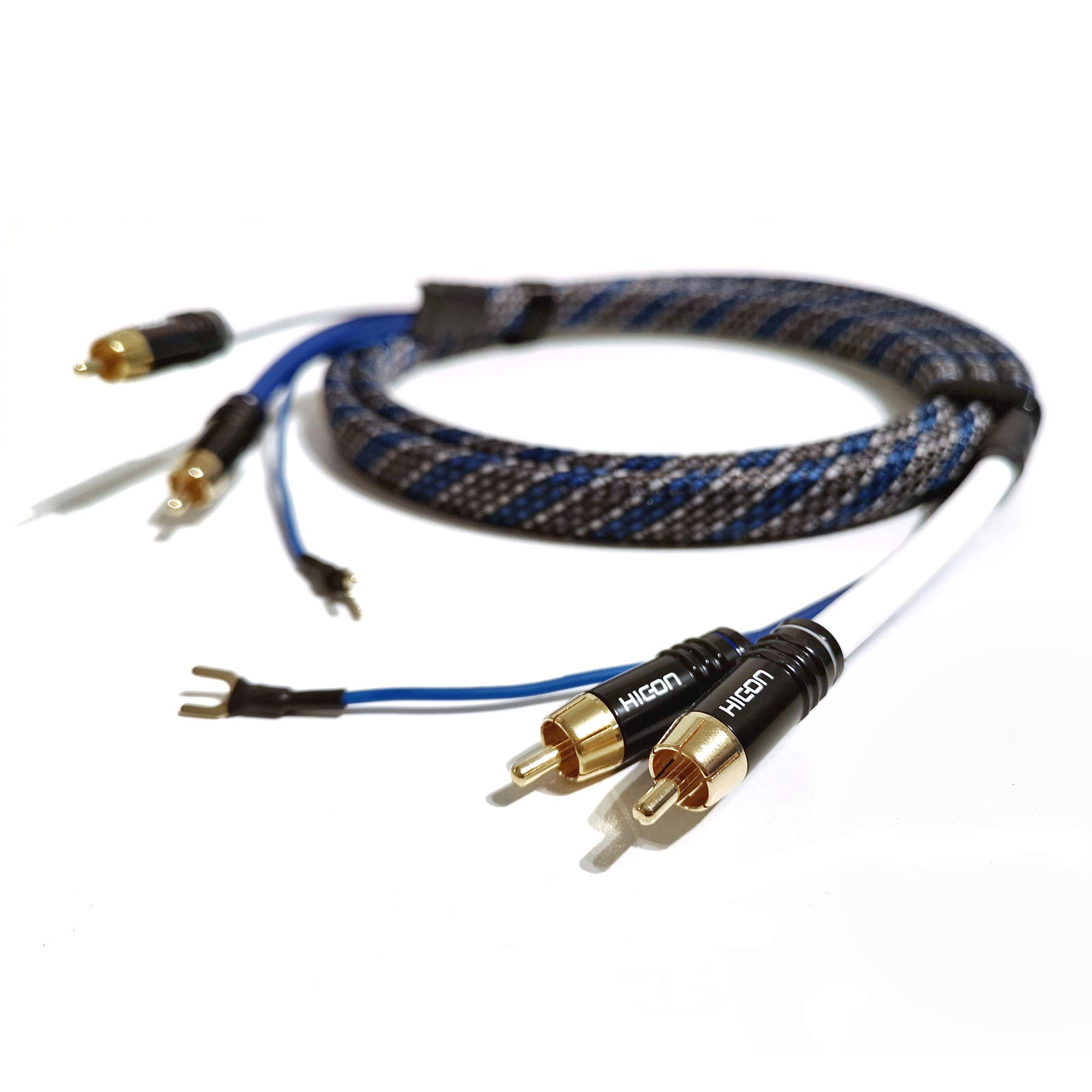 Cavo audio RCA Blue Edition da 1,5 m con cavo di massa lungo 1,6 m per giradischi Estate Cable Sinus Control cavo audio in tubo intrecciato – SC81-K3-V-Blue-0150