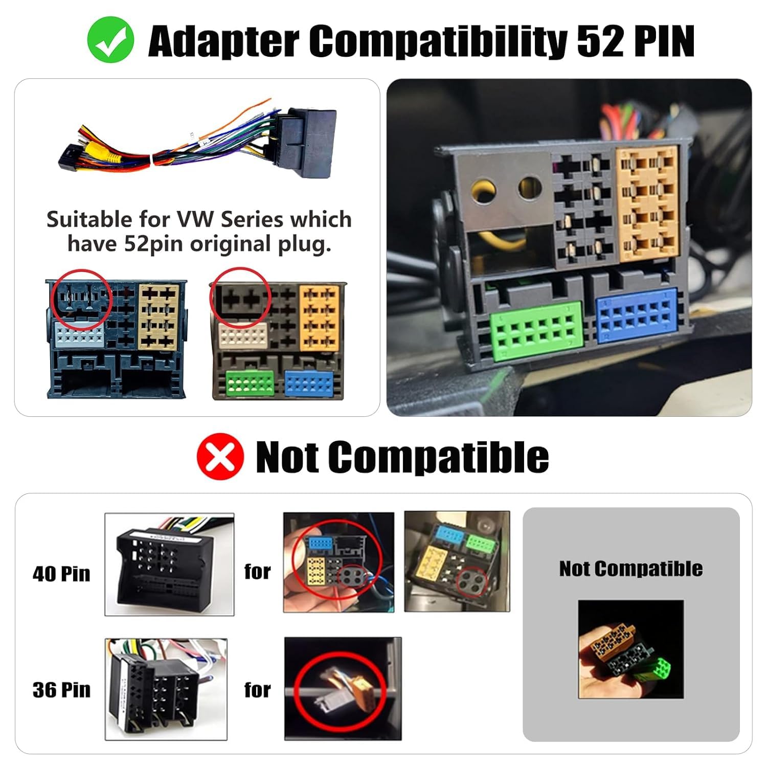 4GB+64GB VW Android Autoradio für Golf 7 Passat Tiguan Jetta Polo Beetle mit originalem 52-Pin VW Quadlock Anschluss, Drahtloses CarPlay Android Auto DSP GPS WiFi Rückfahrkamera