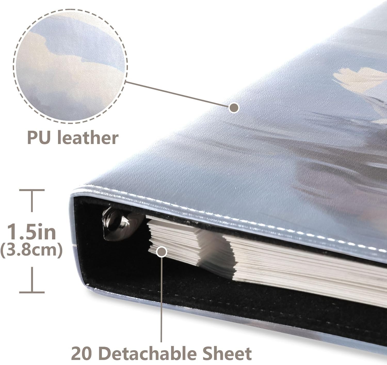 JIPONI Swan Swim Large Photo Album, DIY Leather Cover Scrapbook Albums for 4x6 5x7 6x8 Pictures, Self Adhesive Memory Book for Wedding, Baby, Family