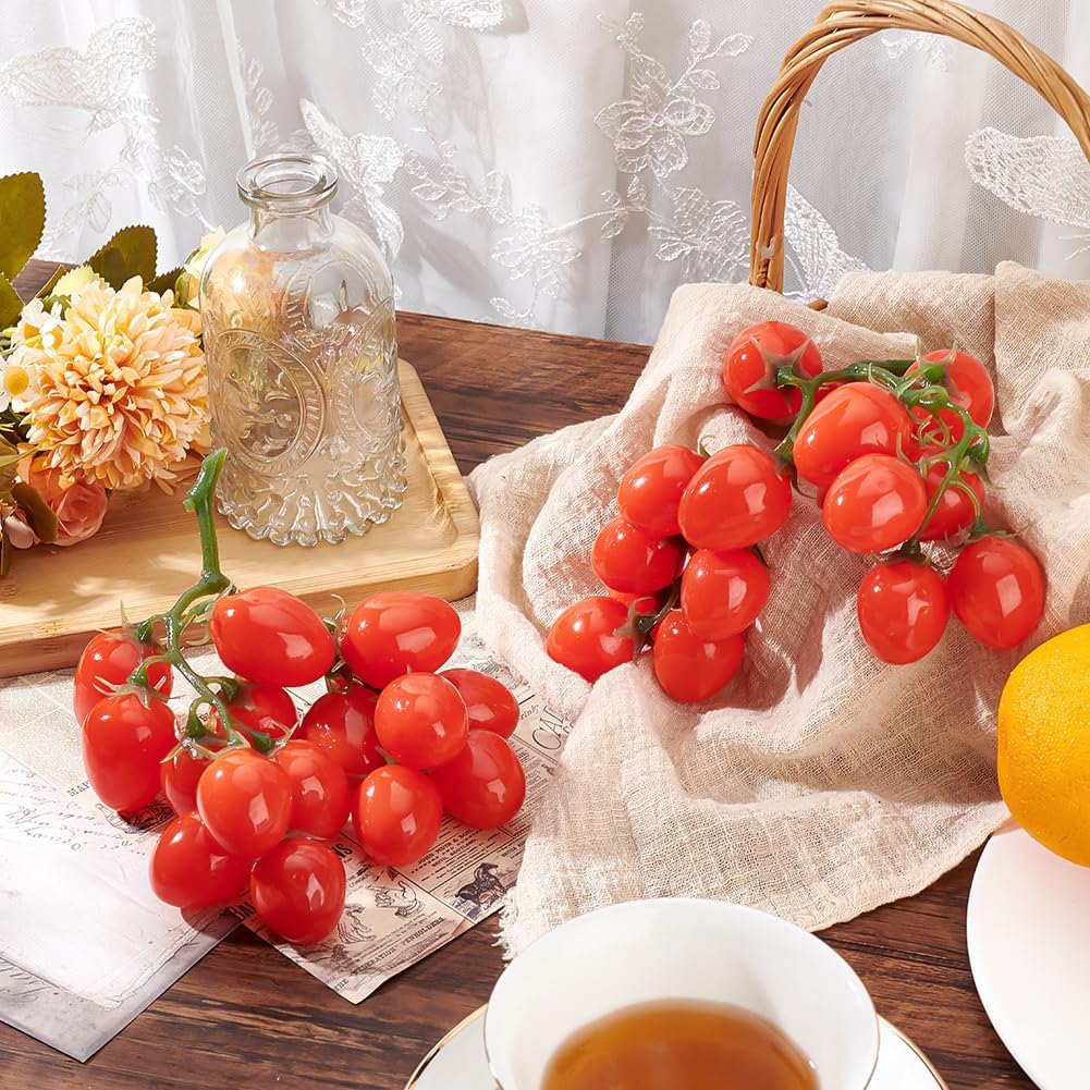 PH PandaHall Artificial Cherry Tomatoes, 2pcs Red Lifelike Fruit, 6.1 inch