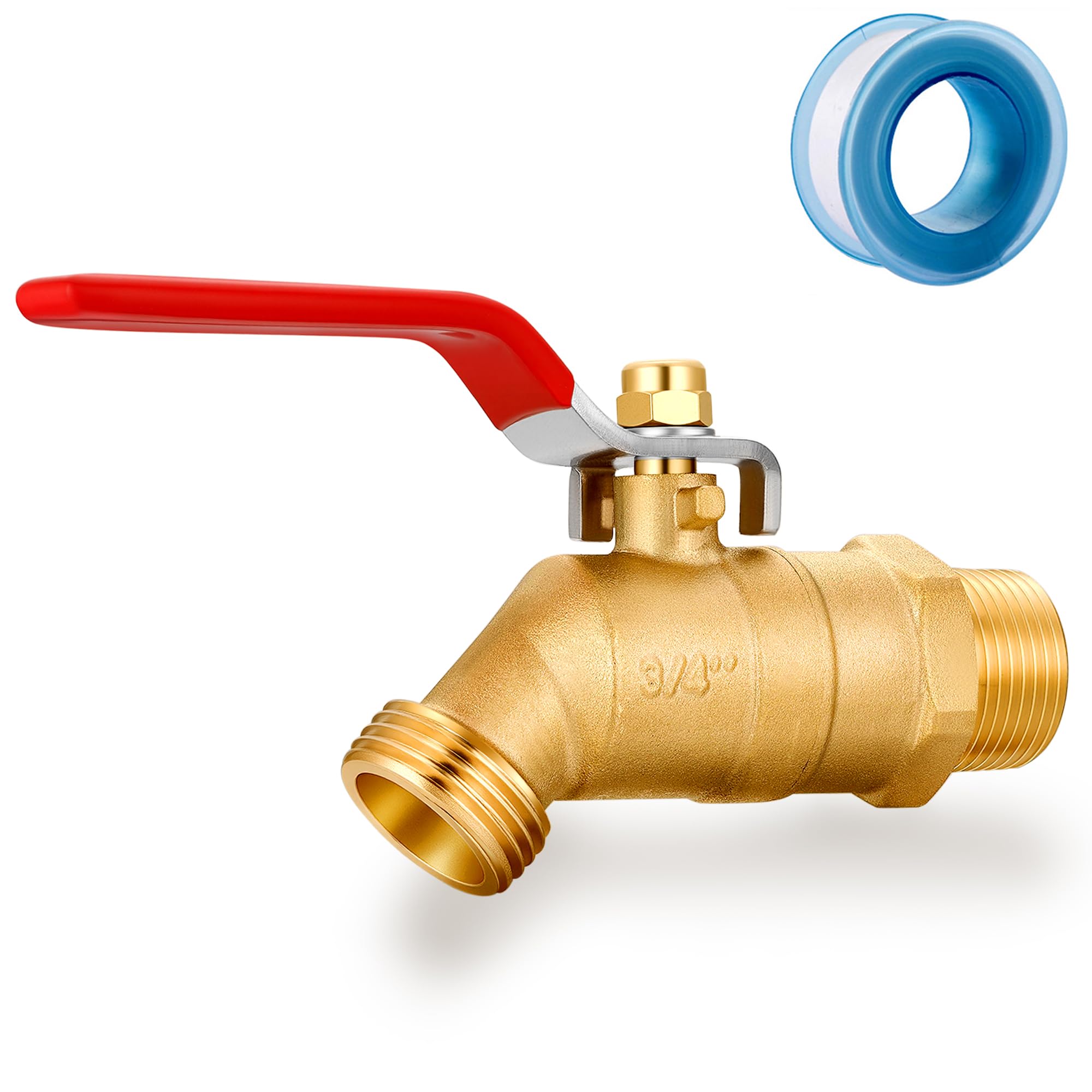 Brass outdoor-faucets Full Flow Male Hose Bibb 3/4" Male NPT inlet Connection with 3/4" GHT hose outlet Heavy-Brass Faucet for gardens and patios (Long Handle)