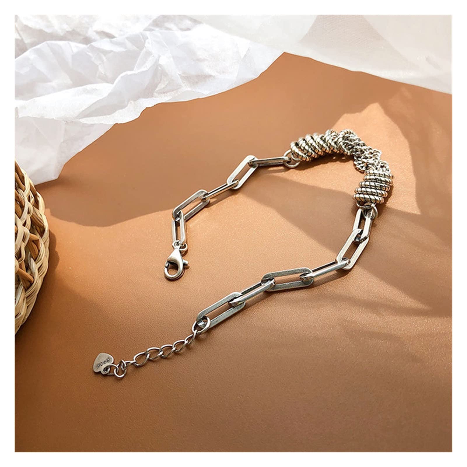 Amazon.co.jp: チャームブレスレット 925 シルバー太いチェーン