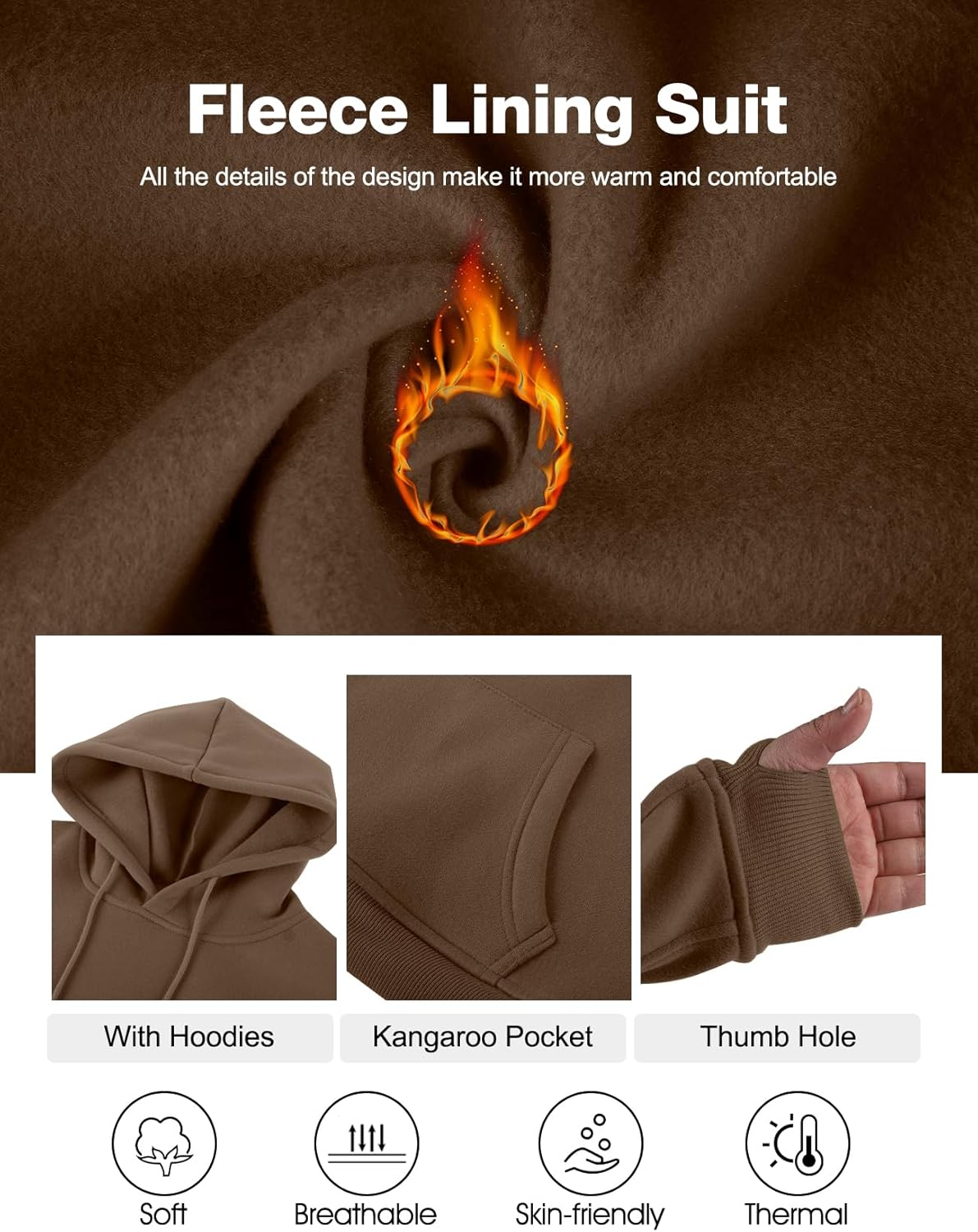 Flygo Womens Fleece 2 Piece Outfits Sweatsuit Crop Pullover Sweatshirt Joggers Pants Tracksuit Set - Image 6