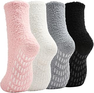 Slipper Socks for Women Men Grip Hospital Socks with Grips Fuzzy Non Slip Warm Womens Gifts