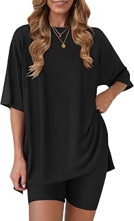 RUBZOOF Women's 2 Piece Lounge Set: Soft Viscose Shorts Set for Summer Comfort