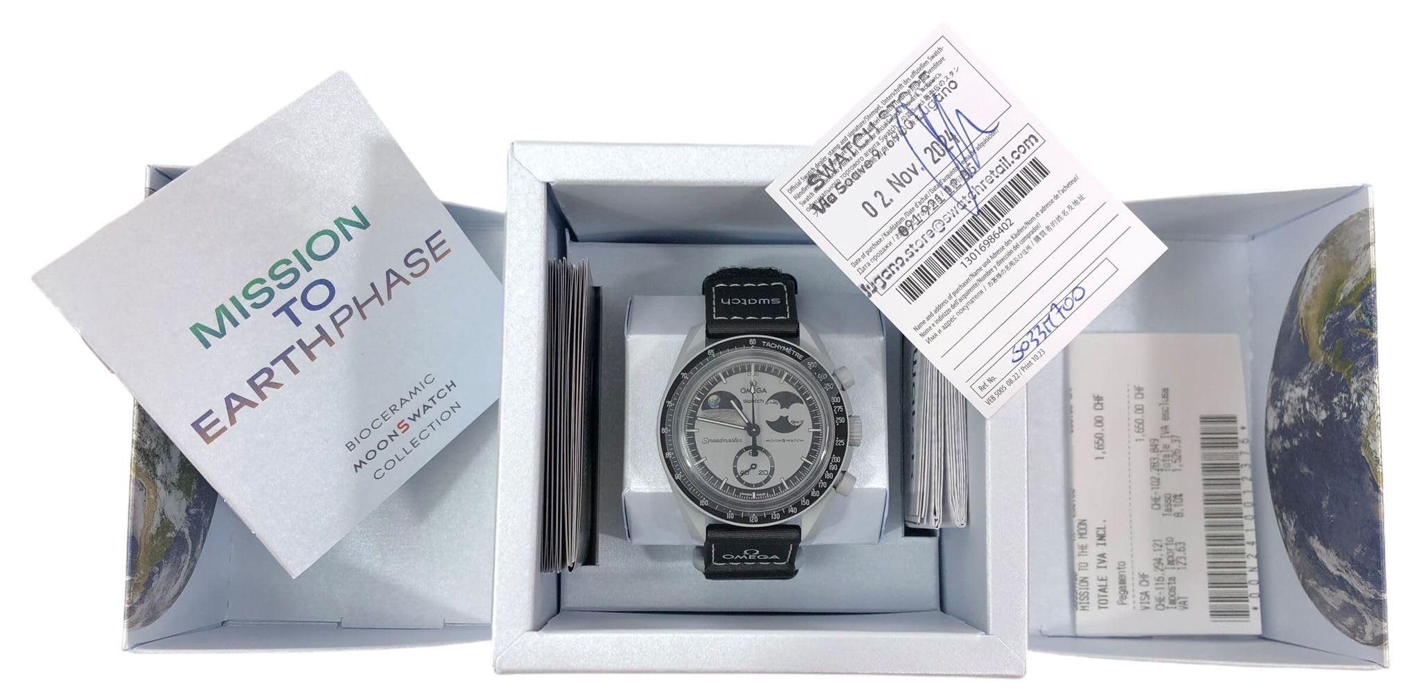 Swatch MoonSwatch - Reloj de pulsera biocerámico Omega X, Mission to Earthphase, gris, gris