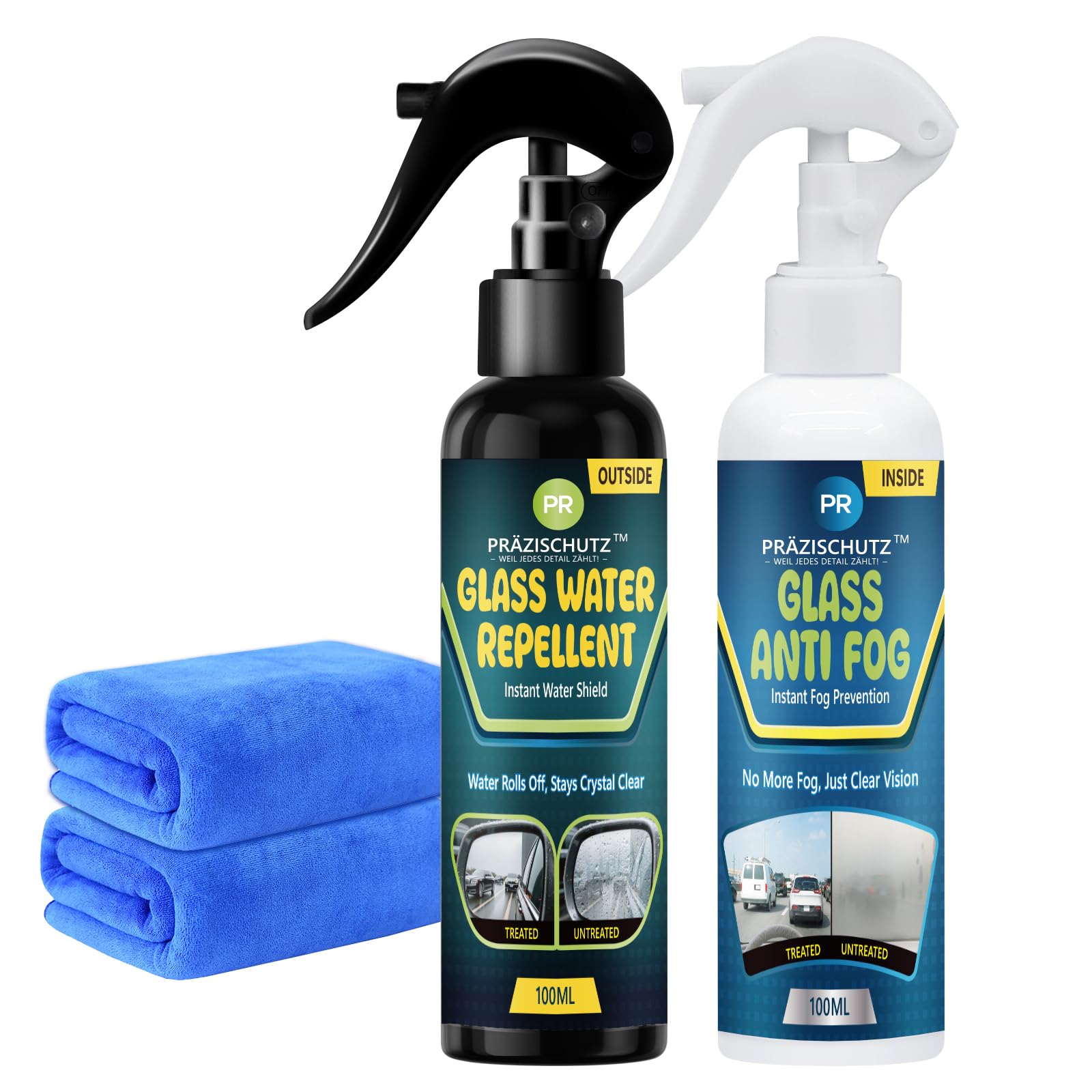 Glass Water Repellent Spray & Anti Fog Spray for Car Windshield, Long Lasting Waterproof & Fog-Free Coating for Clear Vision – Easy Application for All Glass Surfaces- Pack of 2