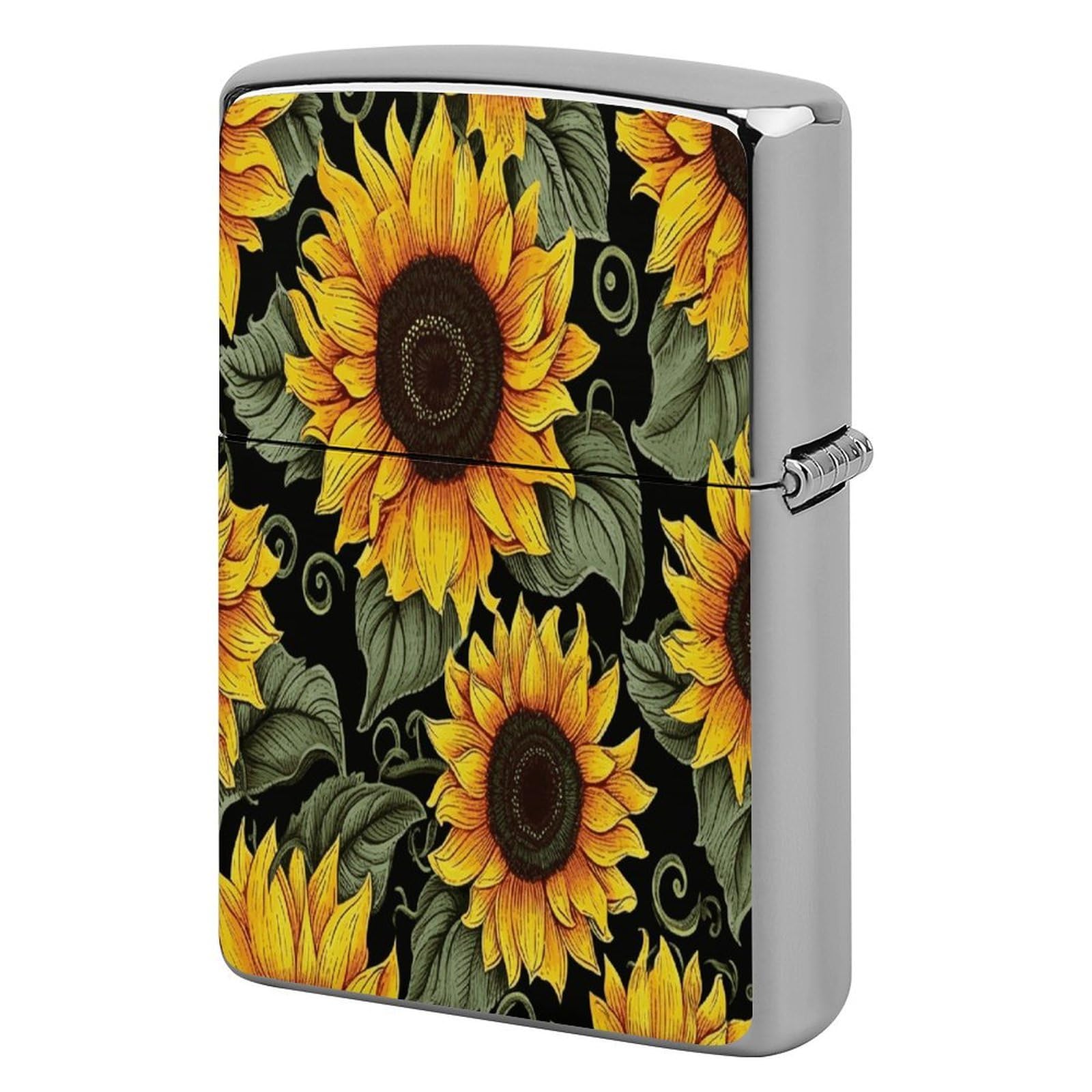 Fodpand Style Floral Sunflower Metal Lighter Case Cover Lighter Sleeve