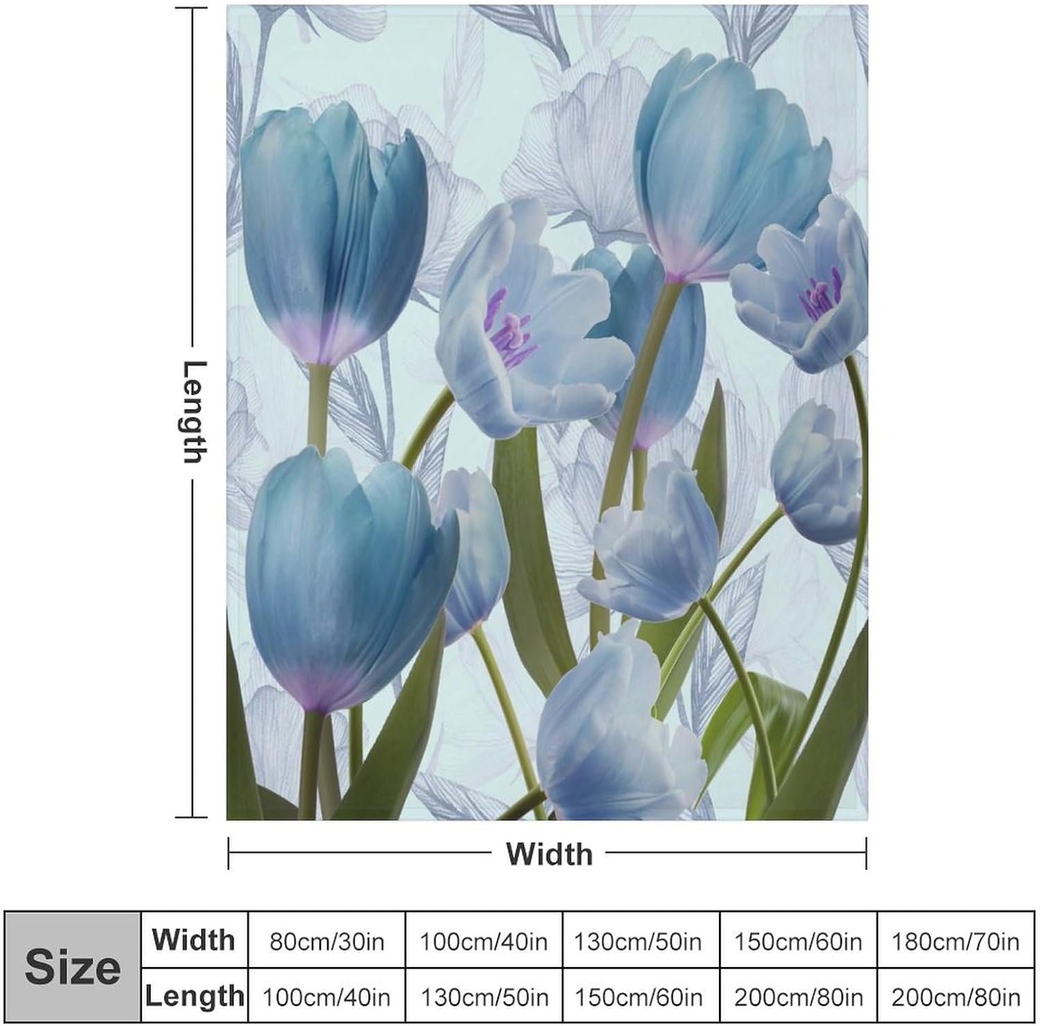 Beautiful Blue Tulip Throw Blanket Beautiful Blue Tulip Blanket All Season Cozy Blanket for Sofa Bed Couch Travel 40"x50"