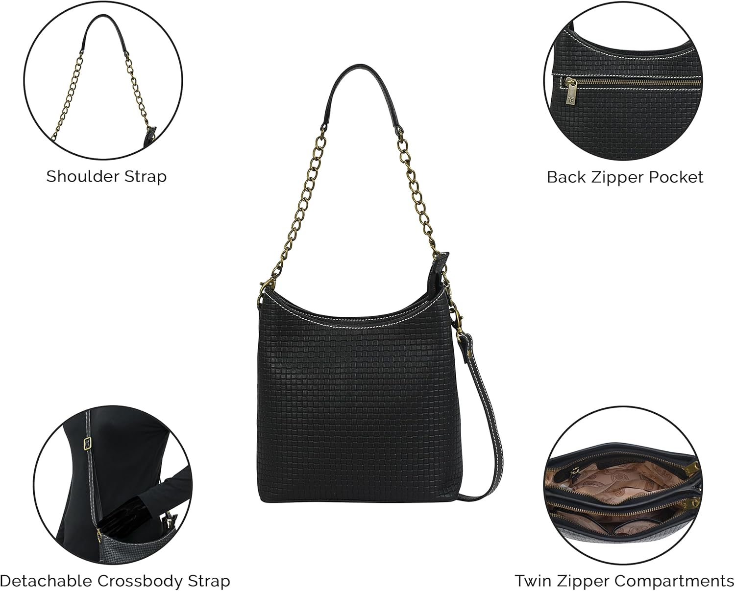 Anna by Anuschka Heritage Collection Women's Genuine Leather Multicompartment Hobo - Image 6