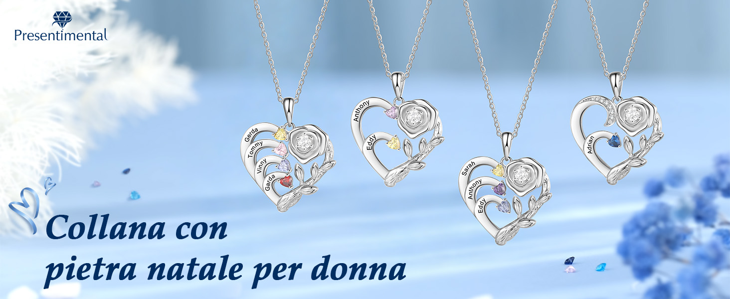 Regalo Mamma Nome Incisione Pietra Natale Lorajewel Collana Cuore