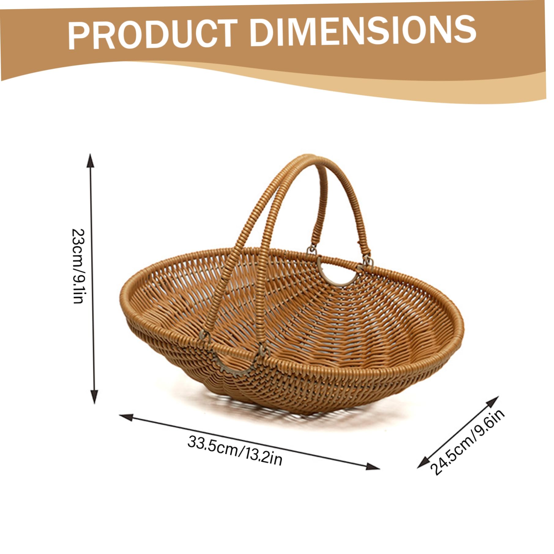 Cesta de cosecha, cesta de jardín tejida de PP de primera calidad con asas plegables para recolectar verduras, picnic y almacenamiento elegante en el hogar