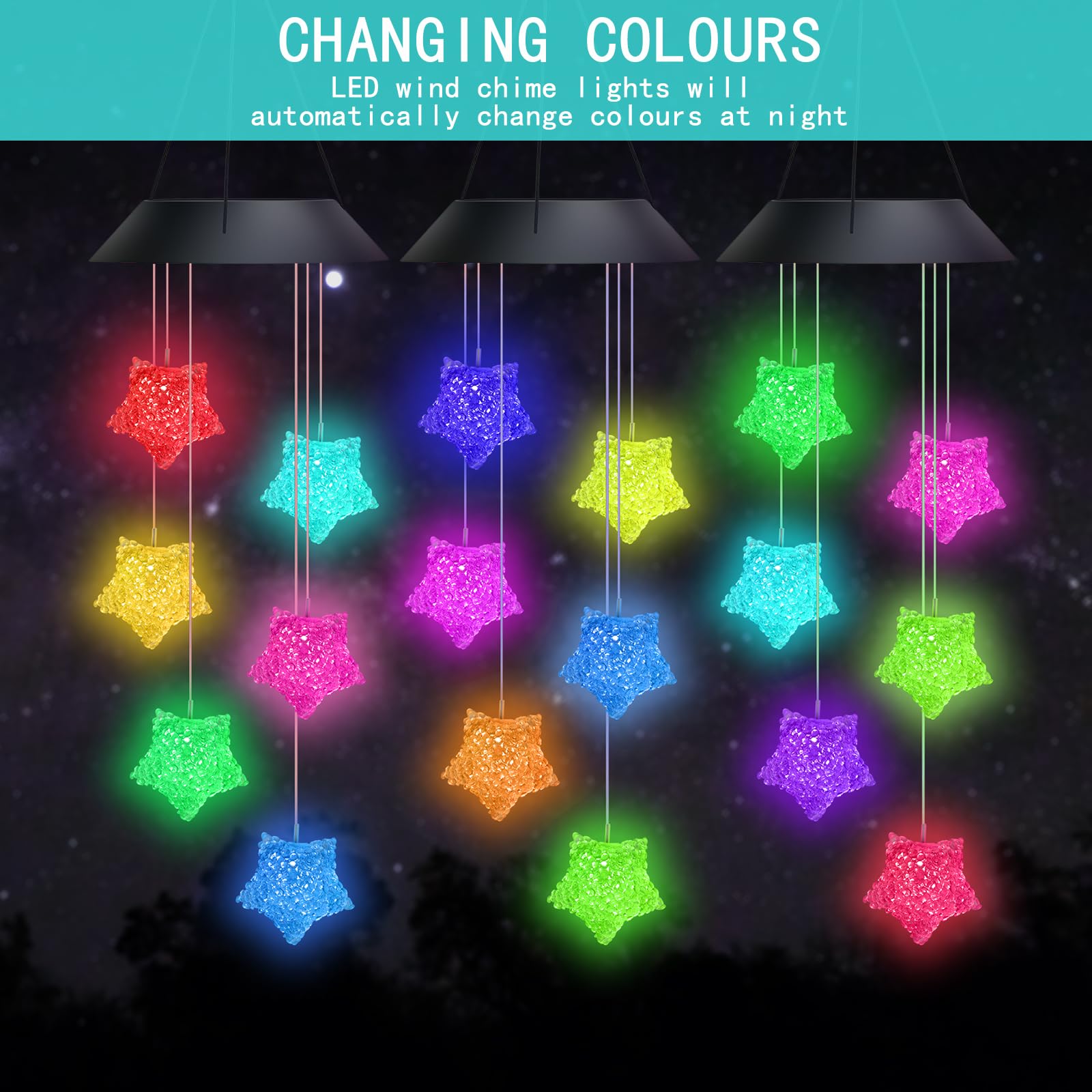 Luci Solari Campanelli Eolici JANUTS | 6 Sfere LED Colorate | Impermeabile IP65 | Per Giardino - Foto 7