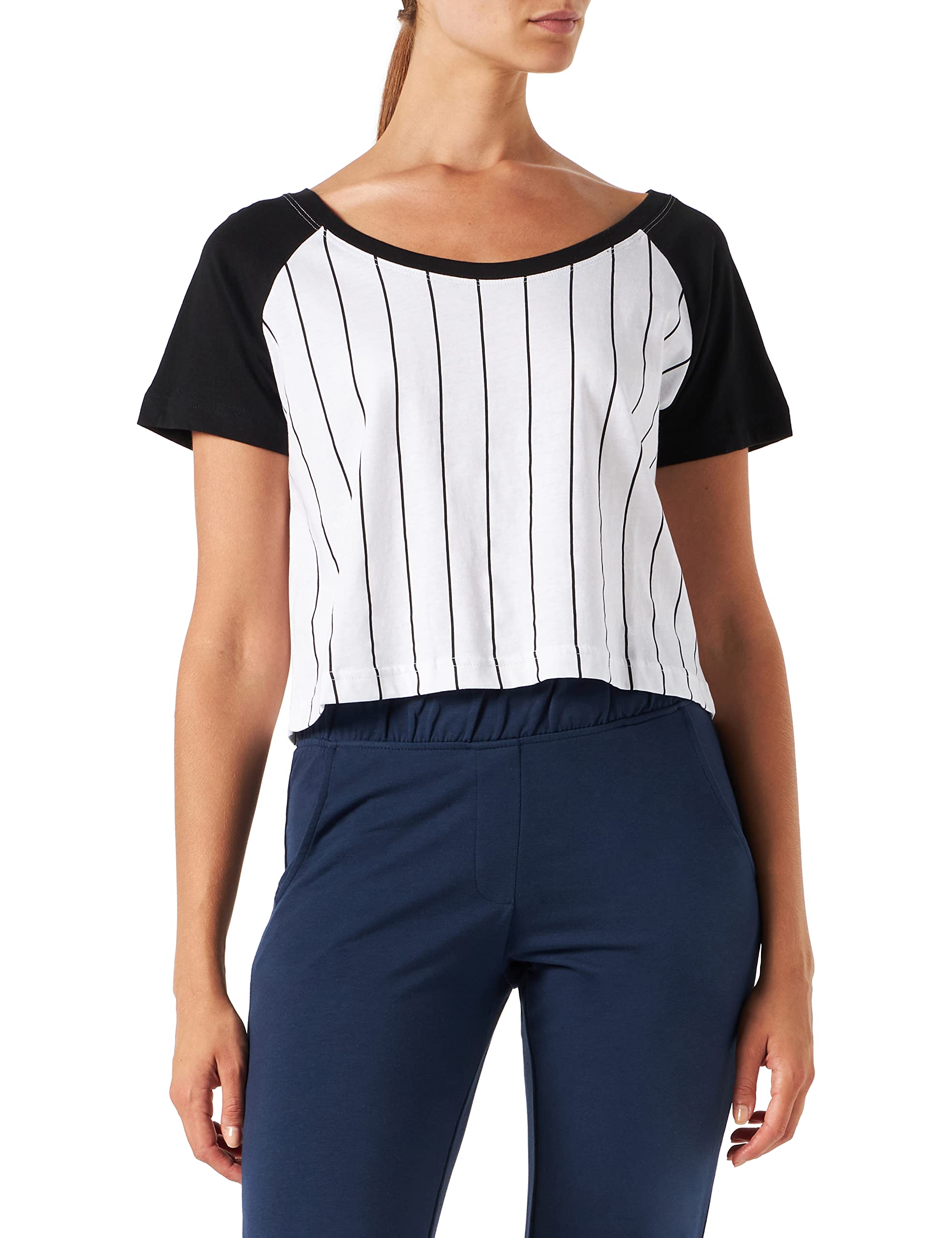 Women's Ladies Cropped Baseball Tee T-Shirt
