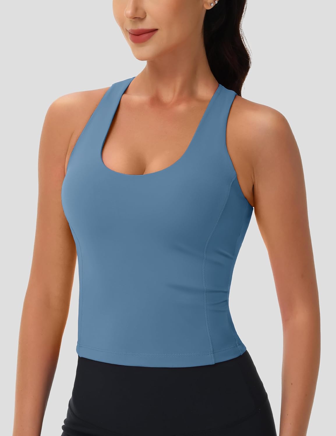 MAGCOMSEN Women's Workout Tank Tops with Built in Bra Athletic Racerback Support Tanks Padded Fitted Yoga Crop Gym Activewear - Image 2