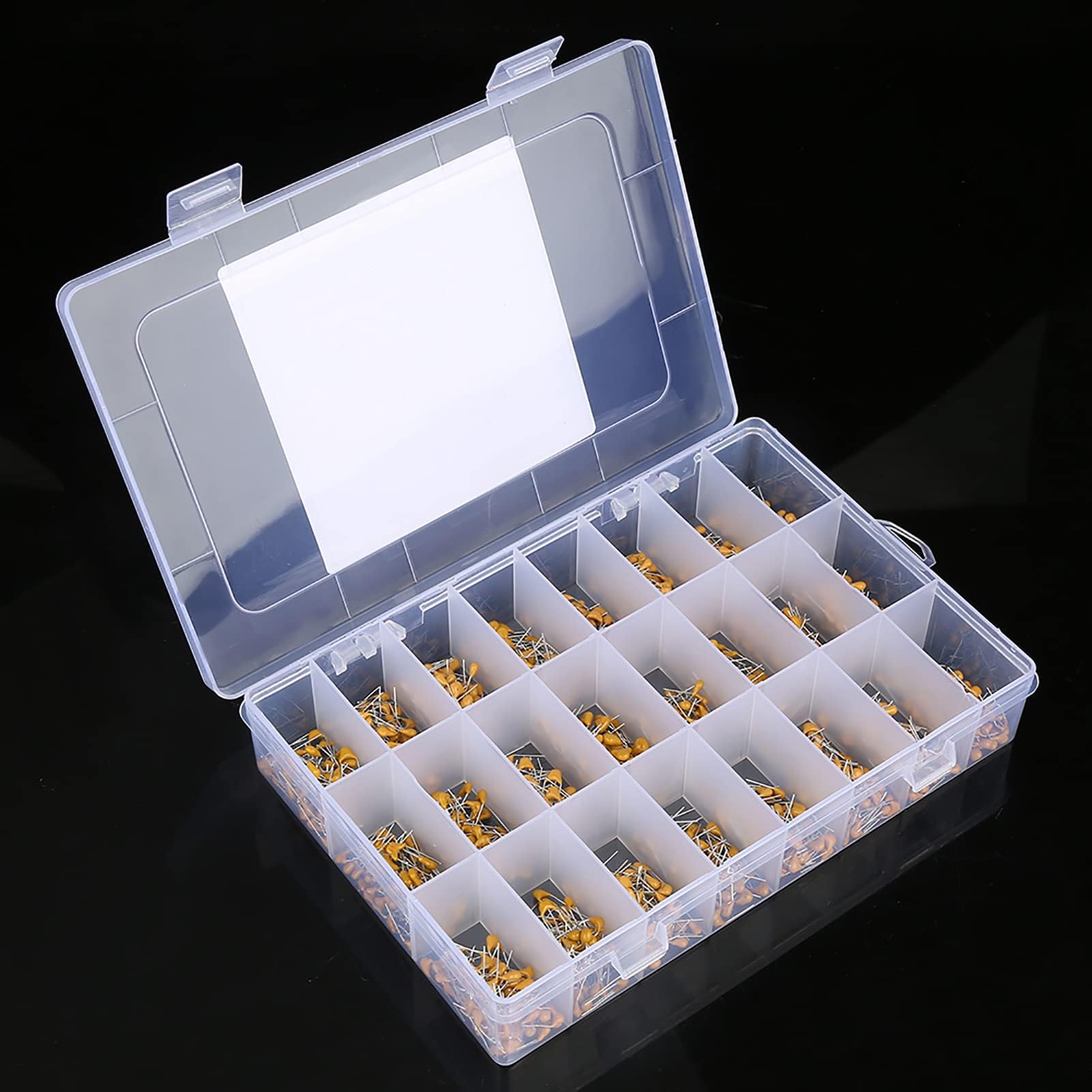 1200pcs 24 Values 50V Monolithic Ceramic Capacitor Assorted Kit, High Capacitance Compact Capacitors with Transparent Storage Box, for Electronic Professionals and Enthusiasts