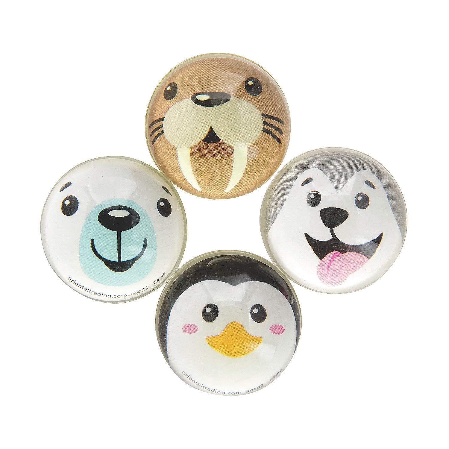 Fun Express Mini Winter Animals Bouncy Balls - Assorted Arctic Animal-Themed Balls for Kids - Ideal for Winter Parties Party Favors Playtime Fun and Seasonal Celebrations - 144 Pieces