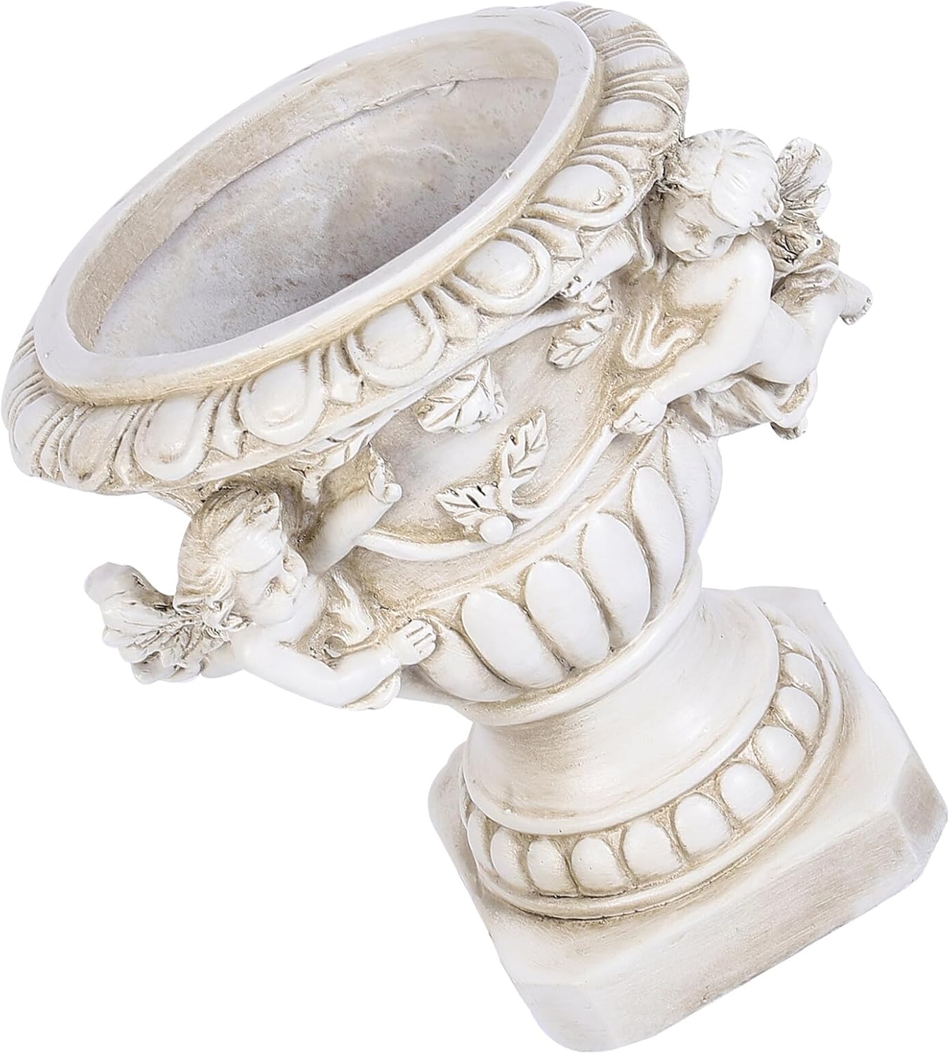 YARNOW European Style Resin Angel Flowerpot for Garden Outdoor Use, Beige Decorative Planter Urn Creative Cherub Sculpture, Multi-Purpose Patio Plant Container