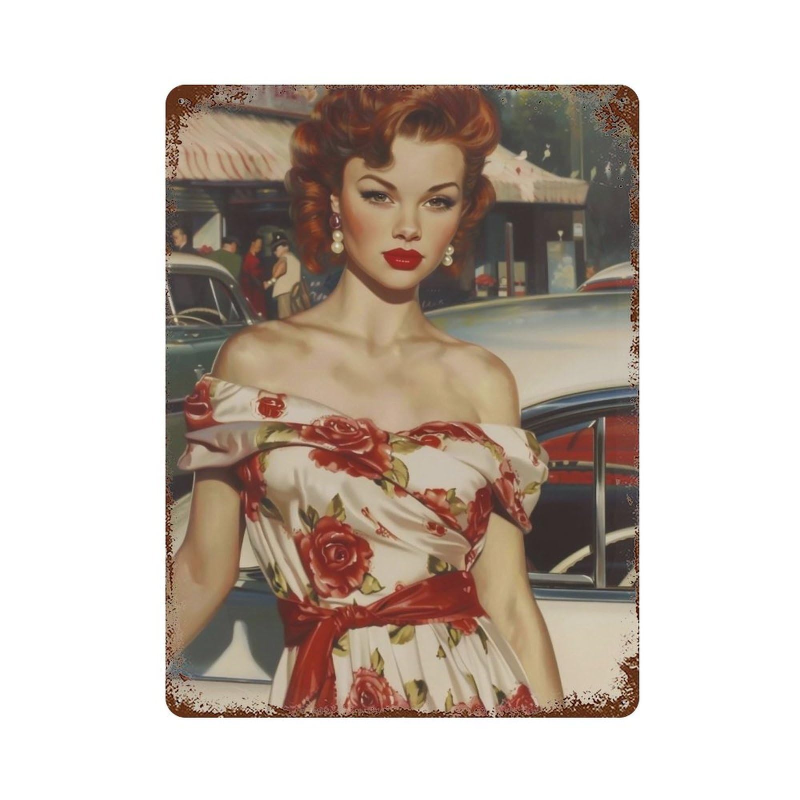 HDURYEYRYY 1950s Roadside Pin Up 03 Wall Retro Iron Vintage Art Metal Tin Sign Poster Modern Home Cofffee Club Art Bar Shop Decor 40x30cm