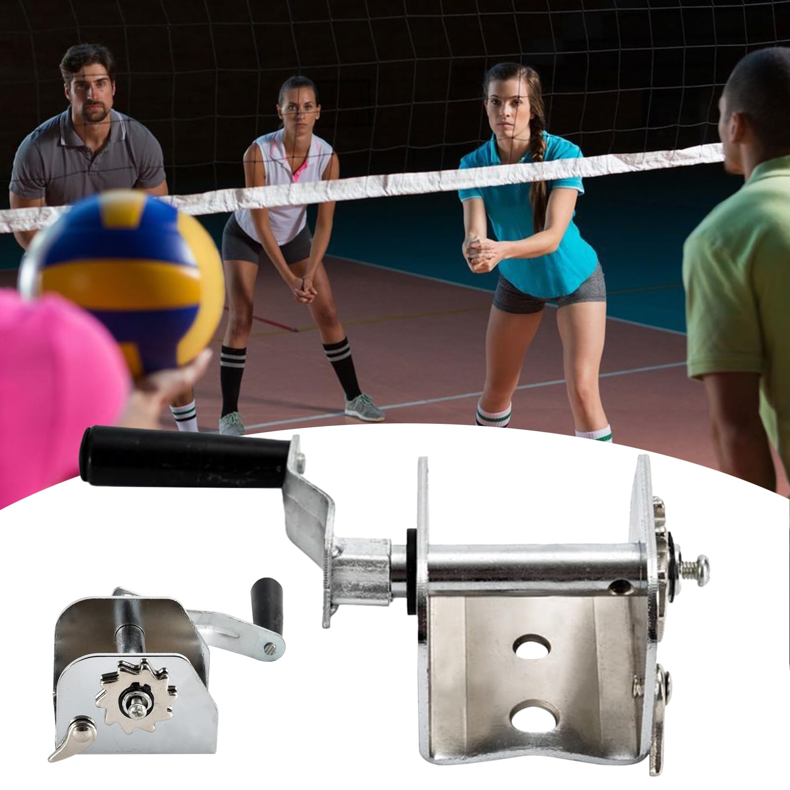 Red de voleibol – tensor de manivela para red de voleibol | cabrestante de metal para entrenamiento al aire libre escuela gimnasio tenis competición — view 3