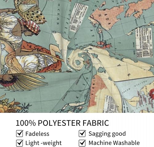 Miniatura 7 de Tapiz de mapa del mundo para colgar en la pared para niños y estudiantes, 60 x 51 pulgadas, mapa del mundo con países y ciudades principales, tapiz