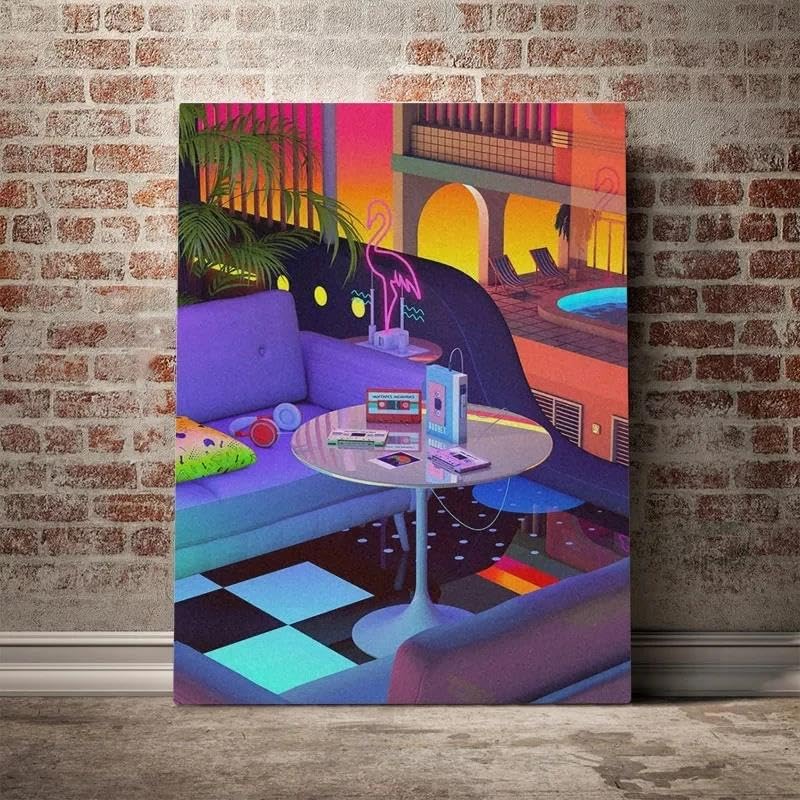 Affiches Hd D'Art Mural De Synthwave Toile Décoration Intérieure Chambre Peintures Rétro 50X70Cm