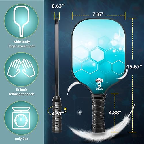 Miniatura 5 de USAPA Approved Fiberglass Pickleball Set - 2 Lightweight Paddles, 4 Balls, 1 Backpack Bag - Men & Women Gifts