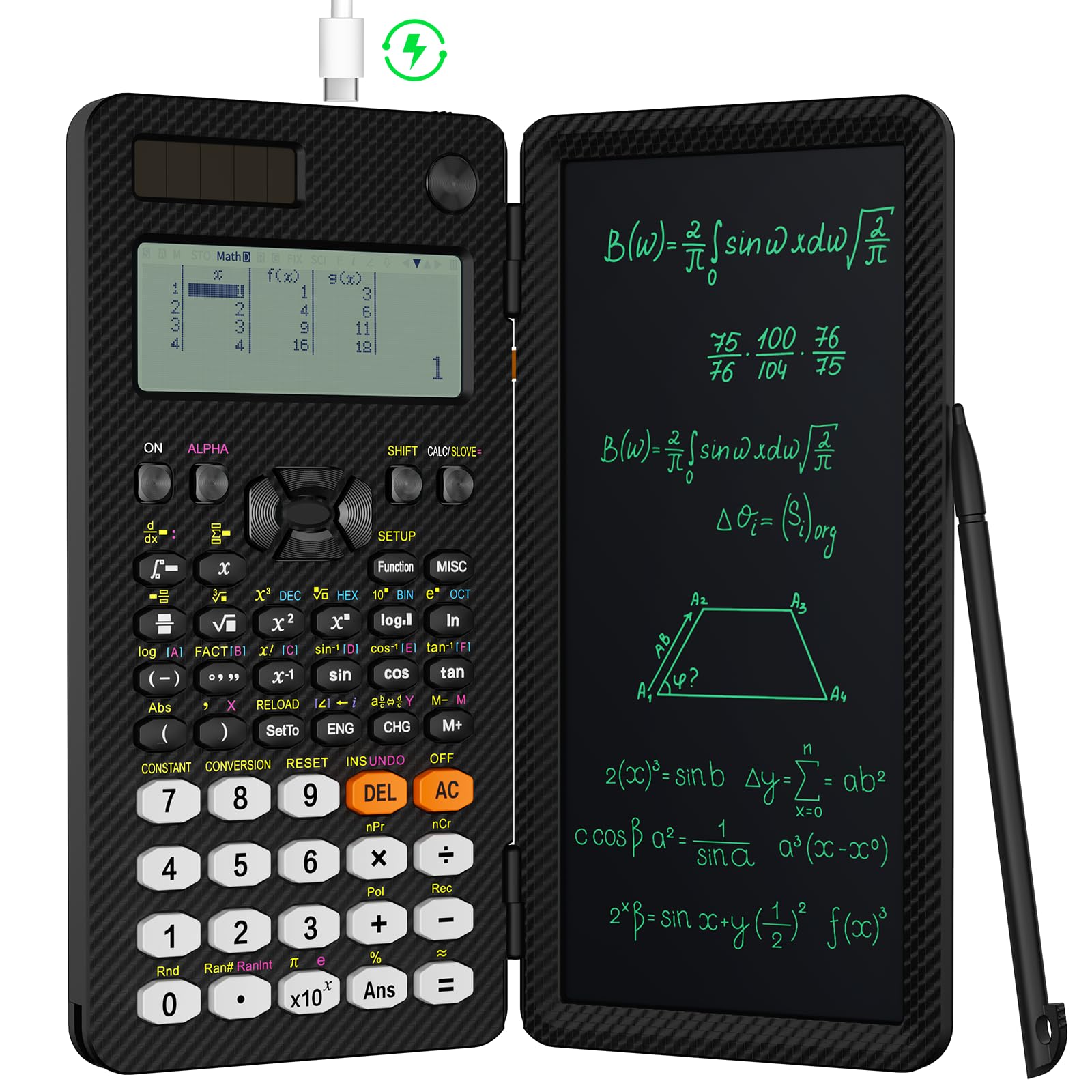 991EX 552 Functions Desktop ROATEE Scientific Calculator Rechargeable & Solar Power, Multiview 6-Line Display with Erasable LCD Writing Tablet for High School College Graduate Student and Researchers