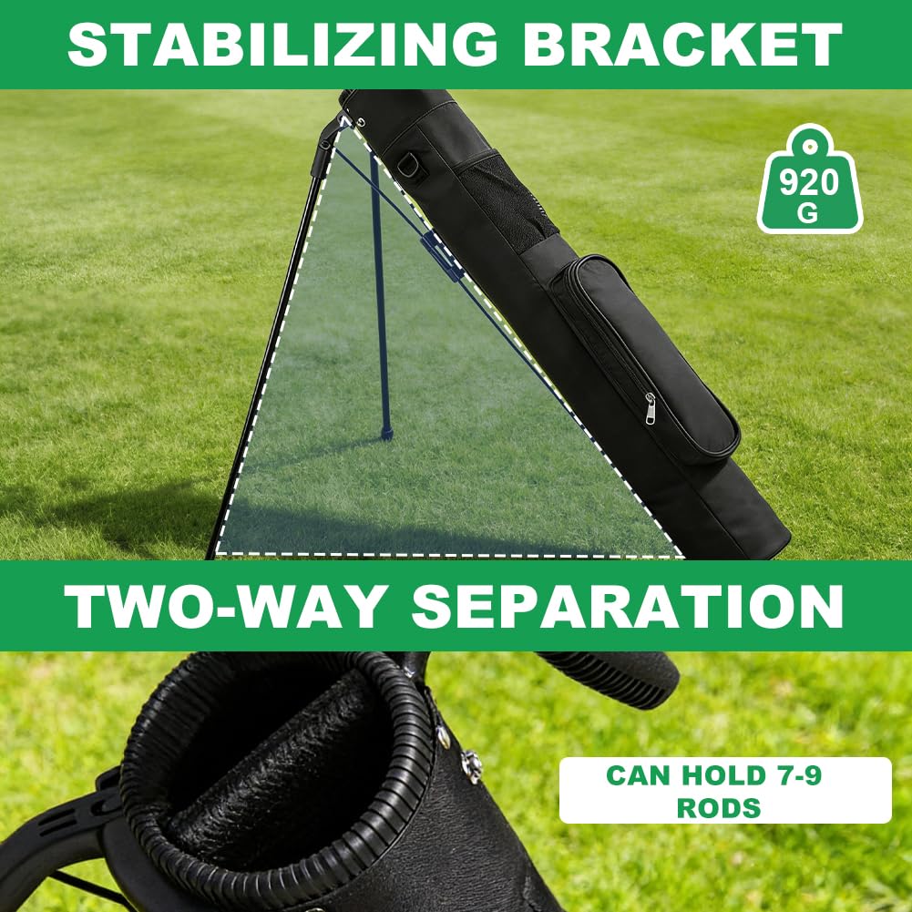 Borsa da golf da uomo: leggera 2,2 lbs, 3 tasche, supporto stabile e tracolla, ideale per Driving Range e corsi
