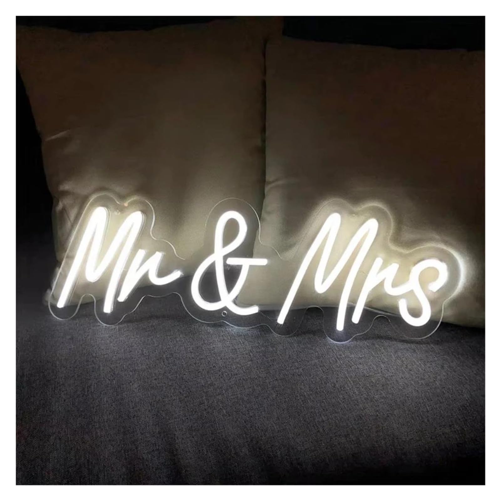 SHOUXI Sign Lamp Mr & Mrs Neon Sign Light Dimmable USB Powered for Wedding Party Bedroom Room Engagement Holiday Decoration 40cmx16cm(A)