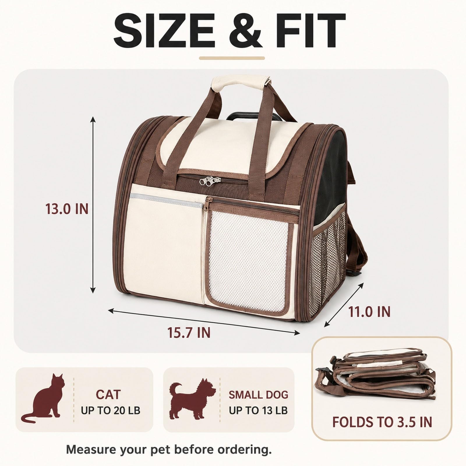 Cesta para Bicicleta para Perros, Transportín Plegable para Gatos Y Perros
