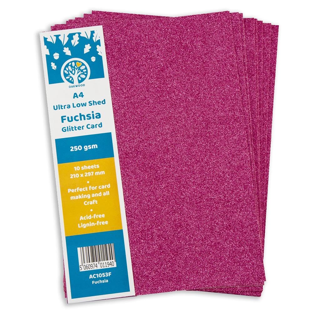 Oakwood Archer A4 Low Shed Glitter Card-Fuchsia Pink