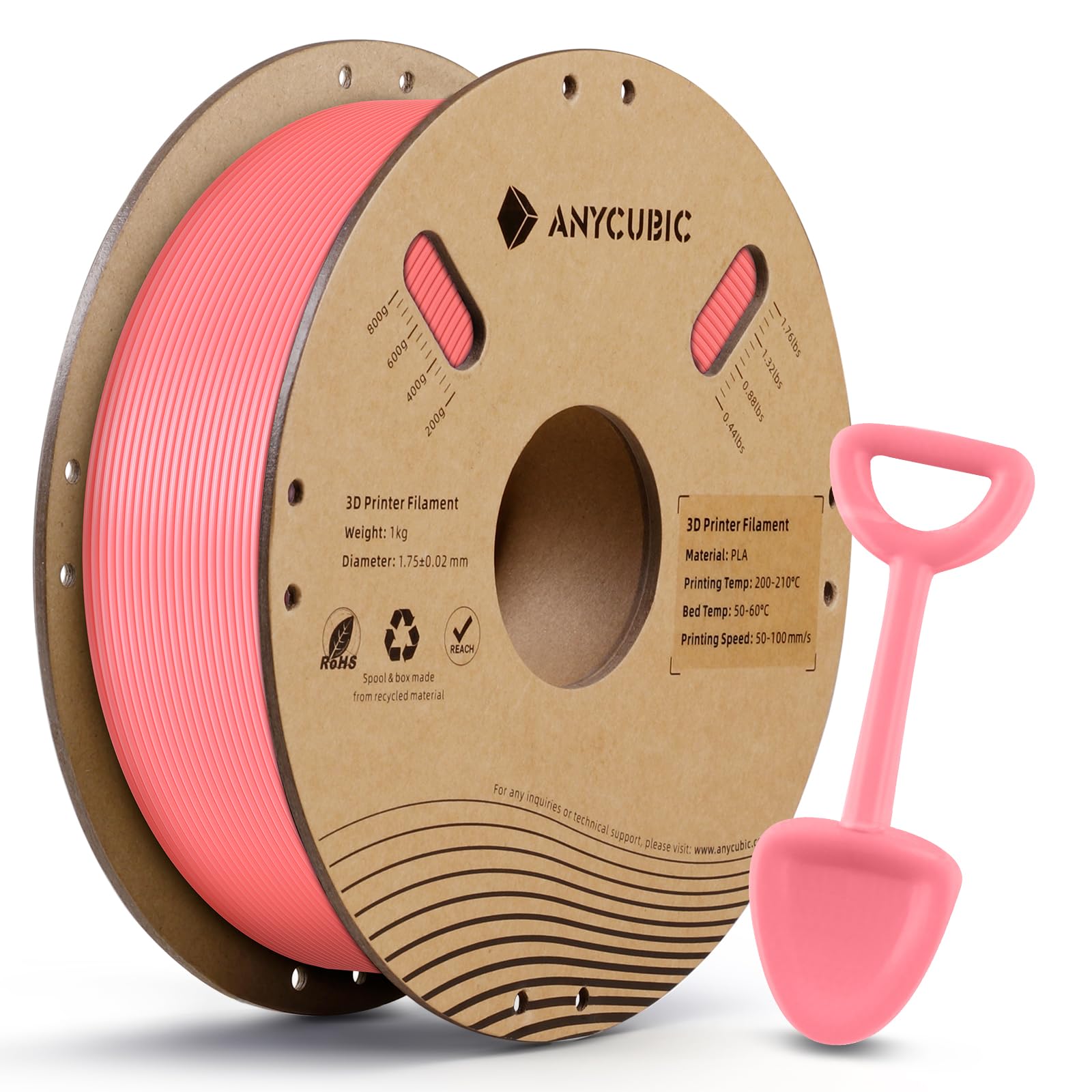 ANYCUBIC PLA Filamento per Stampante 3D, RFID Filamento PLA per Stampante 3D 1,75 mm Precisione Dimensionale +/- 0,02 mm(Rosa Fragola,1KG)