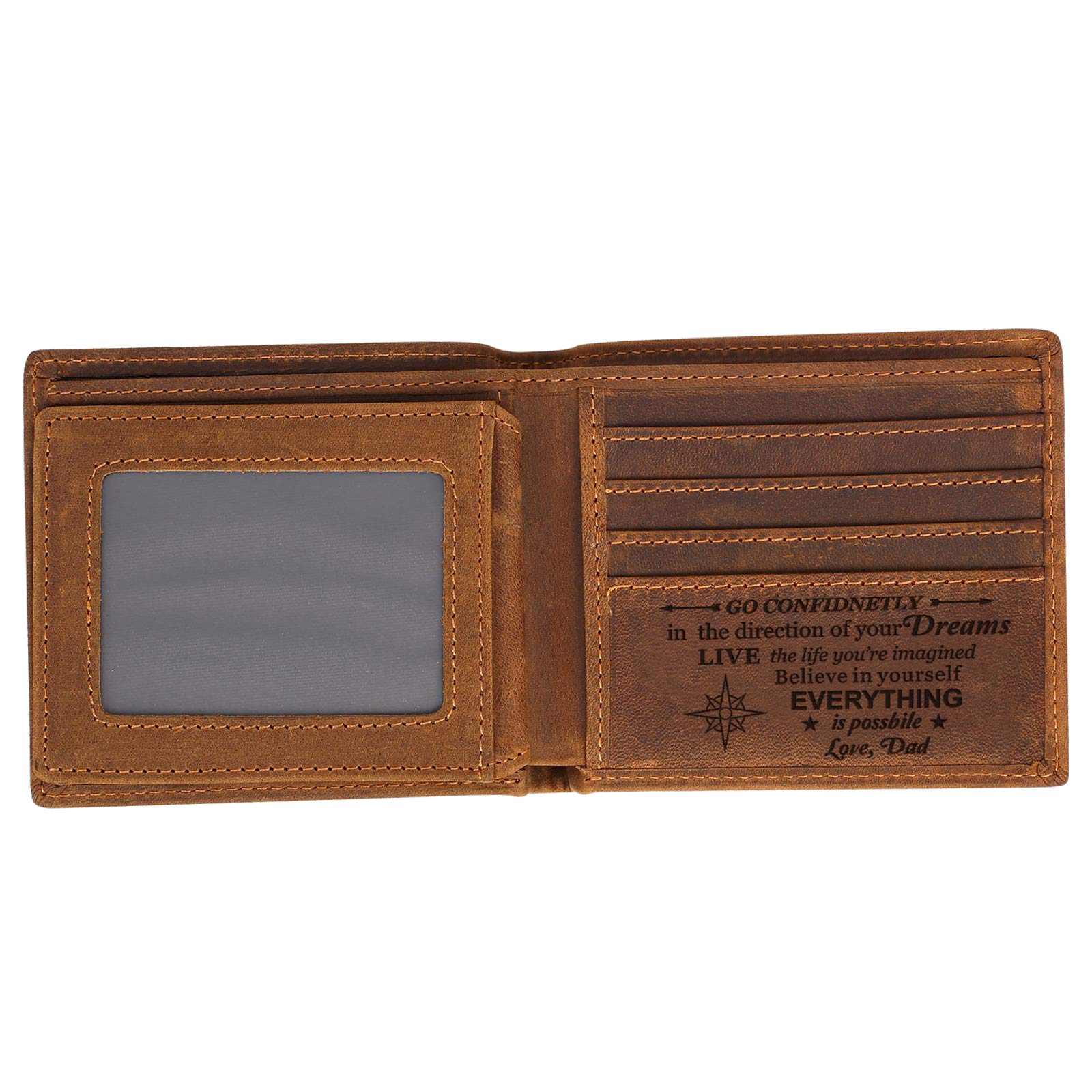 awoferPersonalized Present for Son, Gradation Present, Birthday Present for Son, Son Leather Wallet, Customized Engraved Men Wallet-4 Style Wallet to Choose