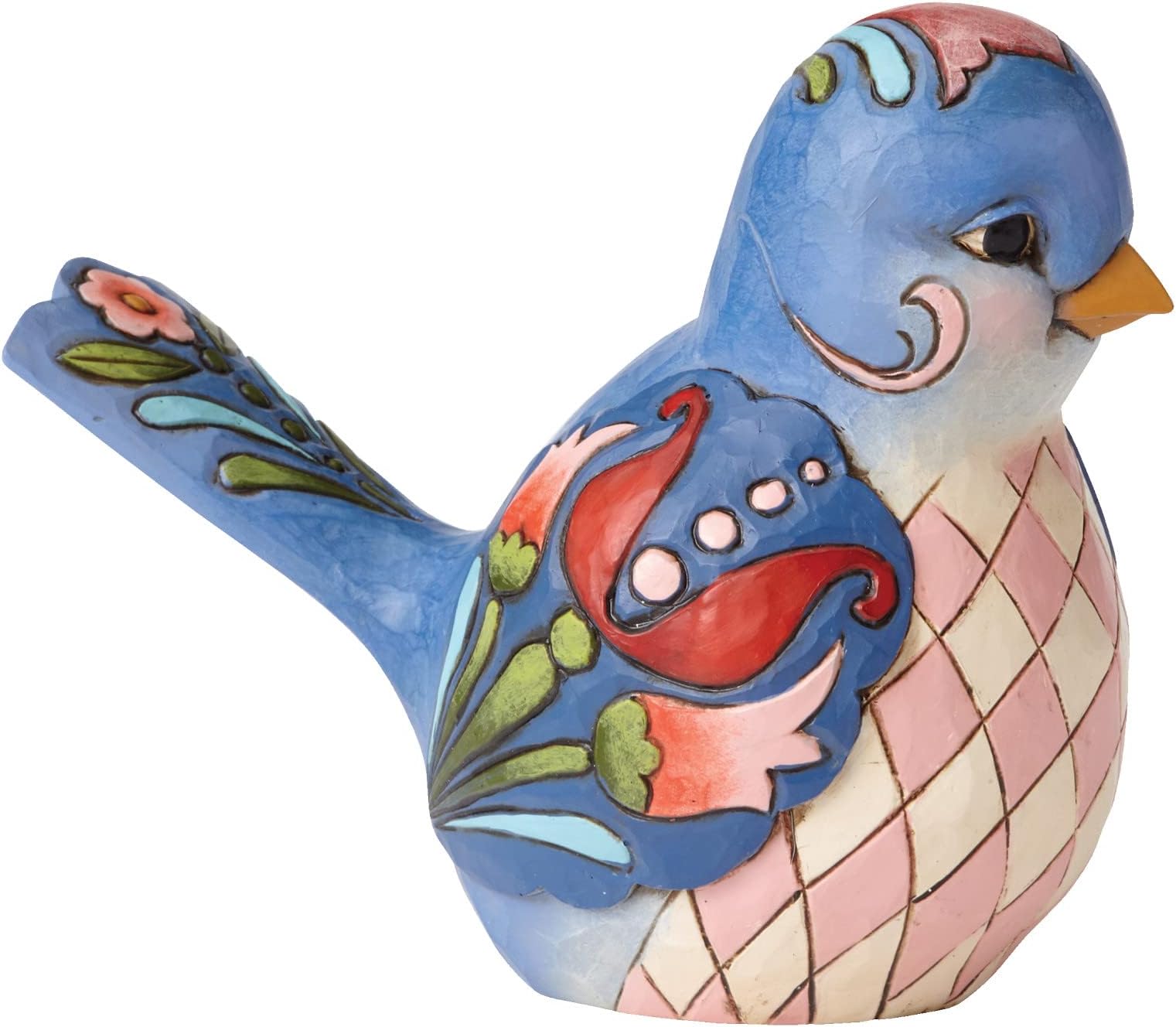 Jim Shore Heartwood Creek Bluebird of Happiness Floral Figurine, 4 Inch, Multicolor