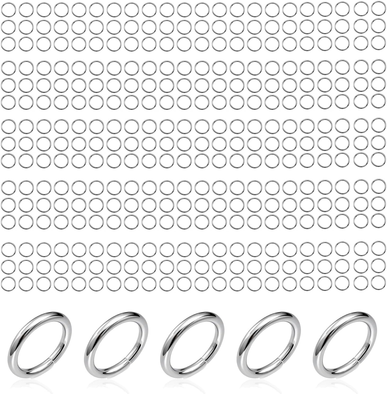 2000 Pieces Stainless Steel Jump Rings for Jewelry Making, 4 Sizes 4-7mm, 18 Gauge Thickness, Silver (8mm)
