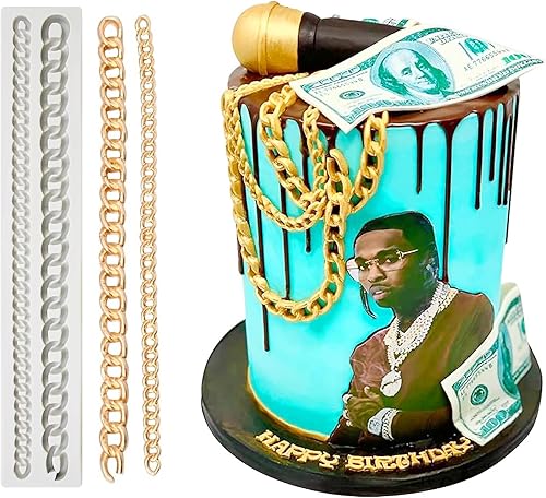 Tongker Molde de silicona para decoración de pasteles con forma de cadena con forma de diamante