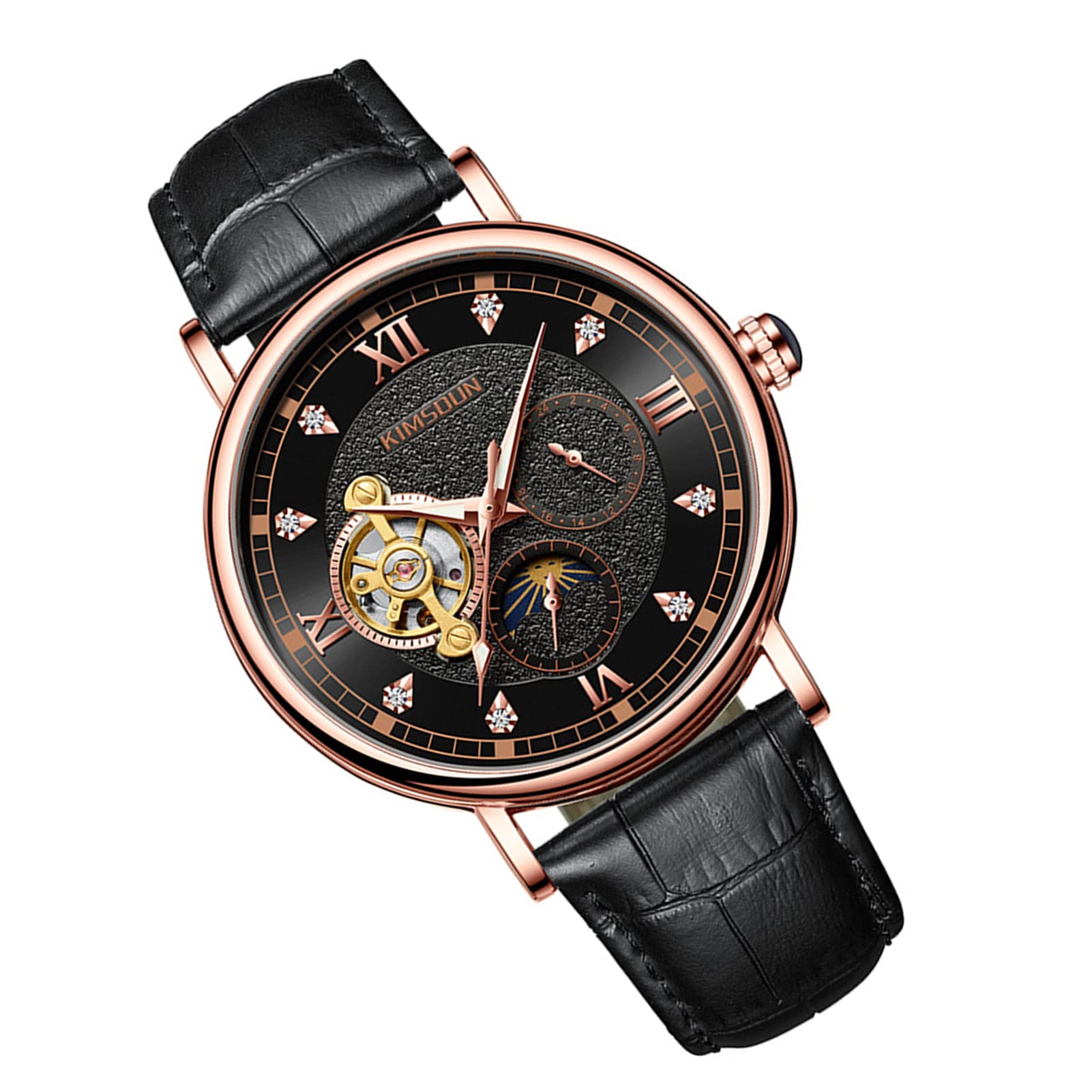 Mqj Three Eye Multi Function Tourbillon Moon Phase Waterproof Mens