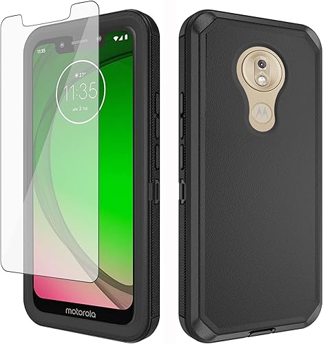 Funda de teléfono para Moto G7 PlayMotoG7 Optimo XT1952DLTmobile Revvlry con protector de pantalla y cubierta celular híbrida a prueba de golpes,